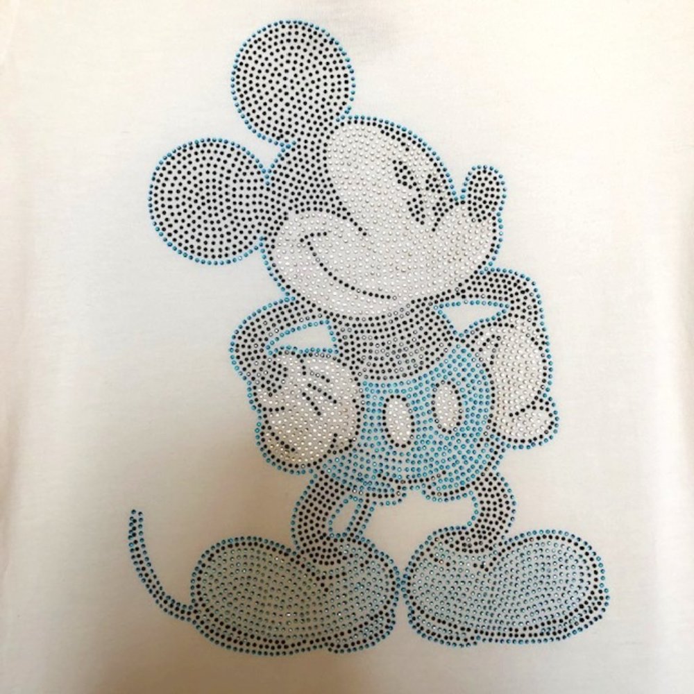 DIsney Rhinestone Mickey Hi-Lo Top- Silver,‎ Blue, Black - Sz M - NWOT